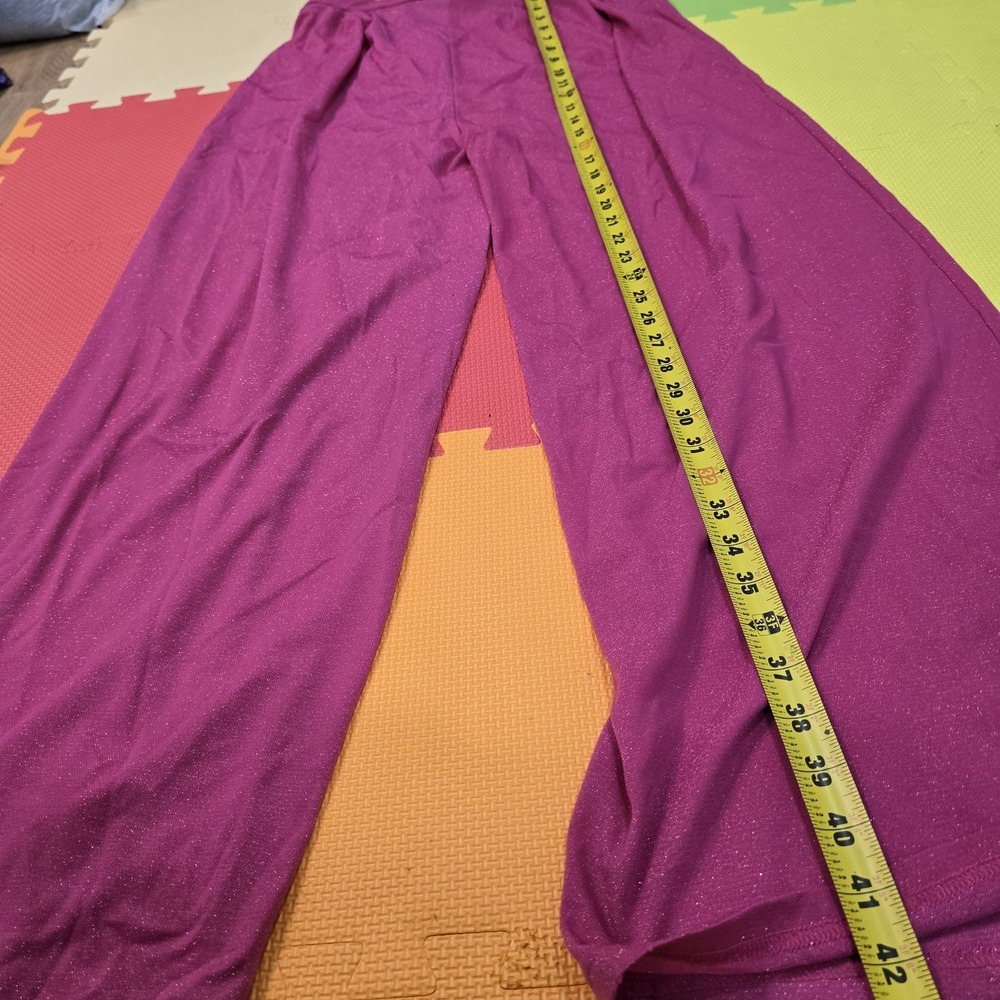 Sparkling Magenta Wide Leg Palazzo Pants Size XL Pink Glitter Metallic Party... - Picture 3 of 12